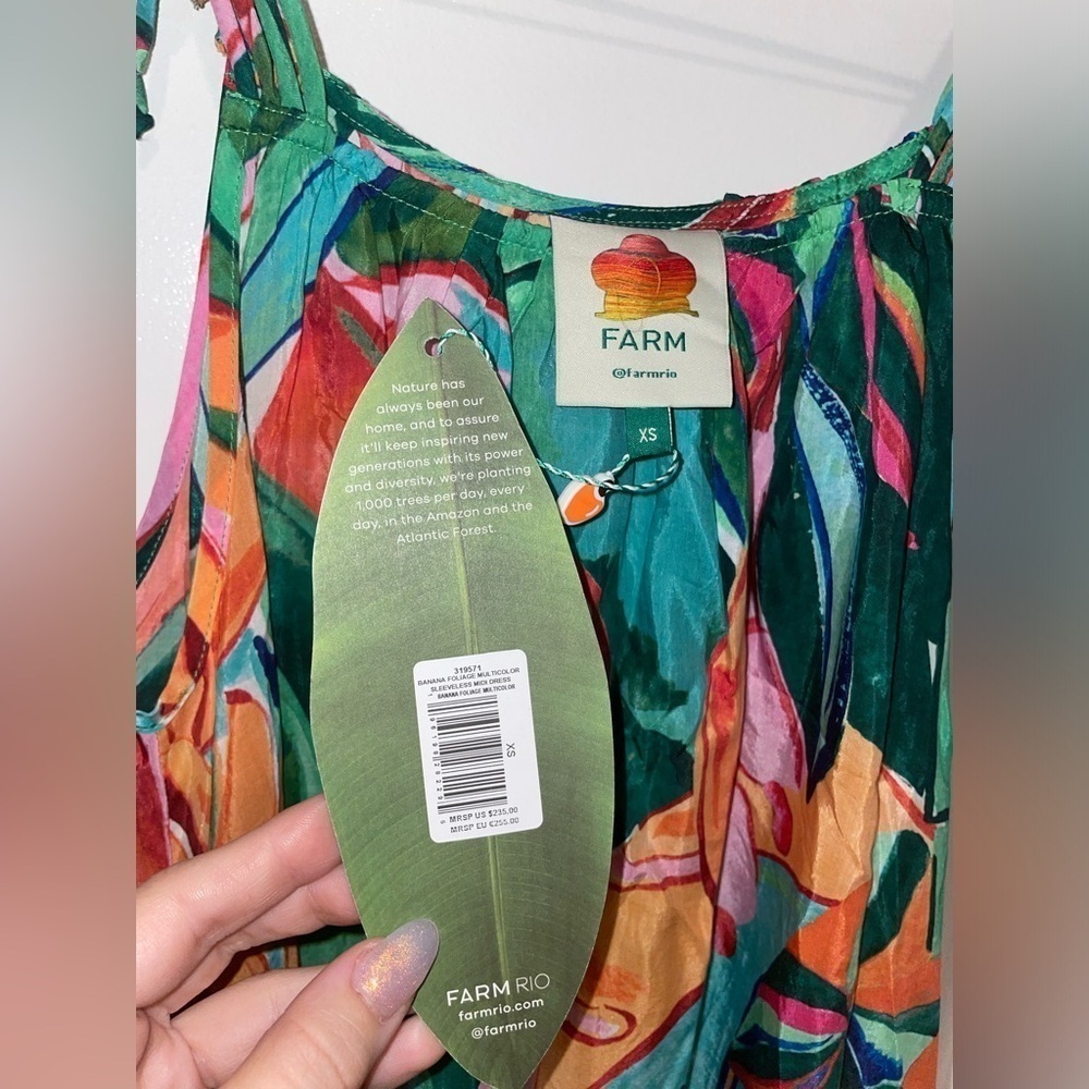 New! Farm Rio Multicolor Banana Foliage Midi Dress ๐๐บ XS NWT! - Picture 12 of 16